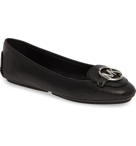 michael kors flat black shoes|Michael Kors lillie ballet flats.